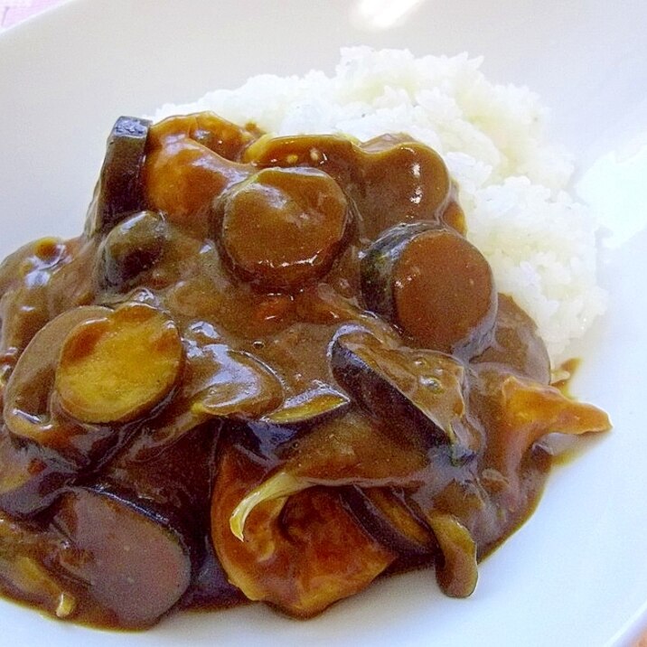 夏の辛ウマ*15分*茄子と舞茸と鶏胸肉のカレー*